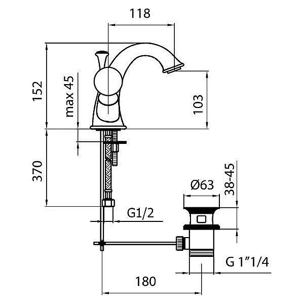Смеситель для раковины Webert Karenina KA700102065 купить в интернет-магазине сантехники Sanbest