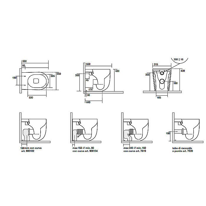Унитаз приставной Kerasan Nolita 5318 Nocciola Matt, безободковый купить в интернет-магазине Sanbest