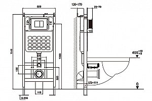 Унитаз подвесной ABBER Bequem AC1132TC-AC0105-AC0120MB белый/кнопка черный матовый, с крышкой микролифт, с инсталляцией, безободковый, слив-торнадо купить в интернет-магазине Sanbest