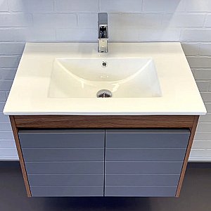 Тумба с раковиной Comforty Кемер 75 00-00017883 антрацит/дуб тёмно-коричневый для ванной в интернет-магазине Sanbest