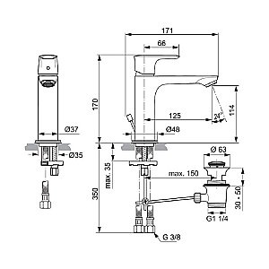 Смеситель для раковины Ideal Standard Connect Air Grande A7012AA купить в интернет-магазине сантехники Sanbest