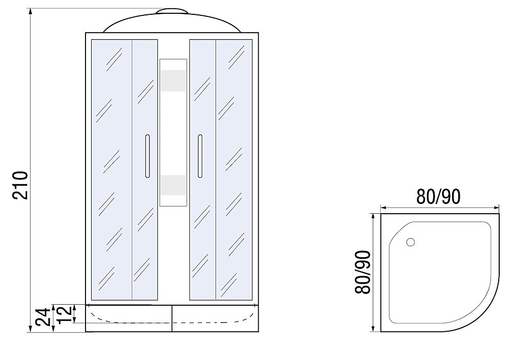 Душевая кабина RIVER REIN 90/24 90х90 купить в интернет-магазине Sanbest