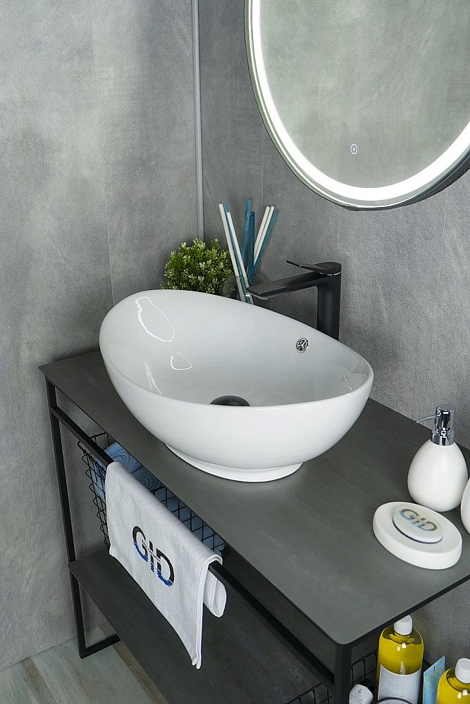 Раковина накладная Gid Lago 60 N9019 51108 белая купить в интернет-магазине Sanbest