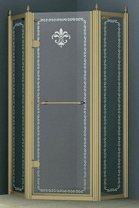 Душевой угол Cezares RETRO-P-1-90-CP-Br-L левый стекло прозрачное с узором/профиль бронза купить в интернет-магазине Sanbest