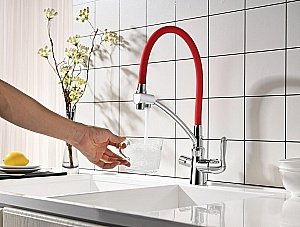 Смеситель для кухни Lemark Comfort LM3070C красный купить в интернет-магазине сантехники Sanbest