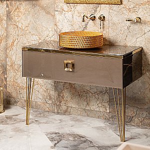 Консоль с раковиной и столешницей Armadi Art LUCIDO DELMAR 80 коричневый для ванной в интернет-магазине сантехники Sanbest