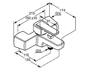 Смеситель для ванны Kludi Q-beo 504430565 купить в интернет-магазине сантехники Sanbest