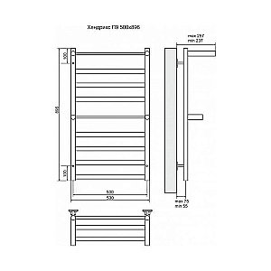 Полотенцесушитель электрический Terminus Хендрикс плюс П9 500x896 левый/правый купить в интернет-магазине сантехники Sanbest