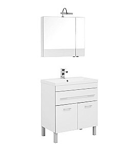 Тумба с раковиной Aquanet Верона 75/Aquanet Нота-75 напольная с ящиком и 2 дверками белая глянцевая для ванной в интернет-магазине Sanbest