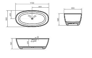 Ванна NT Bagno Palermo NT203 170х80 белая матовая купить в интернет-магазине Sanbest