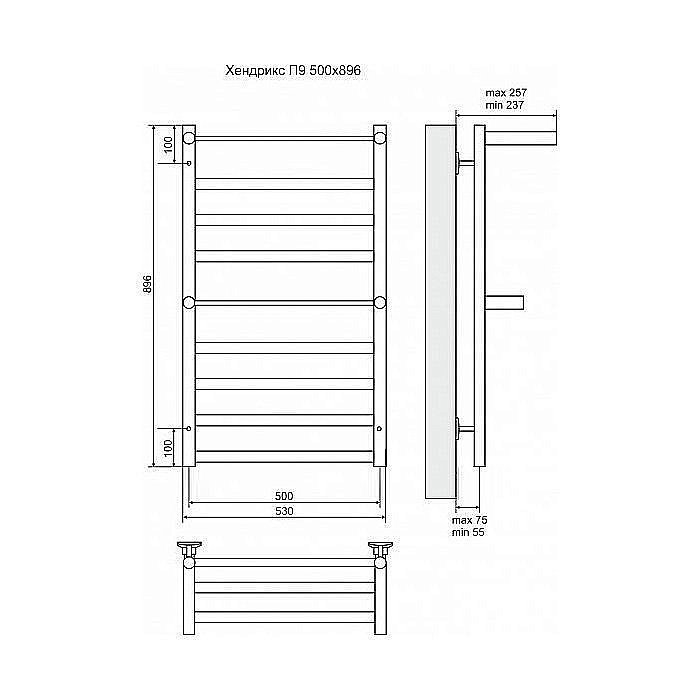 Полотенцесушитель электрический Terminus Хендрикс плюс П9 500x896 левый/правый купить в интернет-магазине сантехники Sanbest