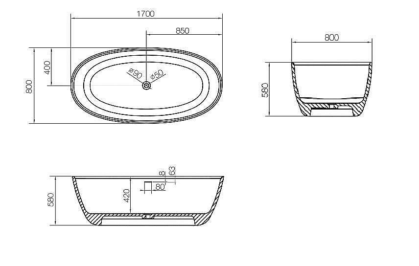 Ванна NT Bagno Palermo NT203 170х80 белая матовая купить в интернет-магазине Sanbest