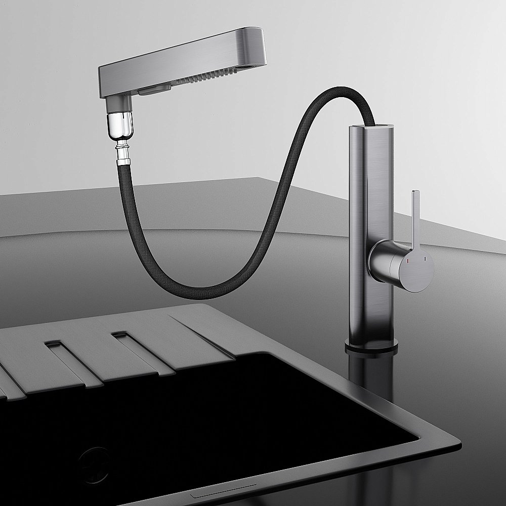 Смеситель для кухни Vincea VKF-22GM вороненая сталь купить в интернет-магазине сантехники Sanbest