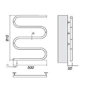 Полотенцесушитель электрический Domoterm Е-образный DMT 103-25 50x81 EK хром купить в интернет-магазине сантехники Sanbest