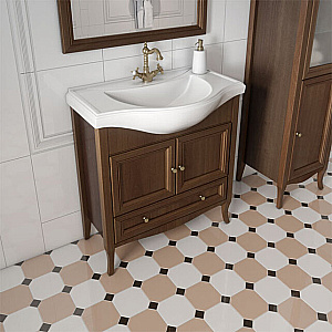 Тумба с раковиной Caprigo Lion 80 две двери 1 ящик, античный орех для ванной в интернет-магазине Sanbest