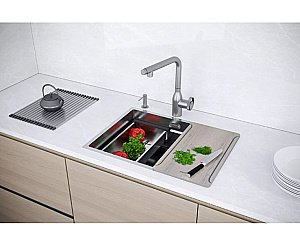 Кухонная мойка Paulmark NEXT-PRO 58 PM705845-BS нержавеющая сталь купить в интернет-магазине сантехники Sanbest
