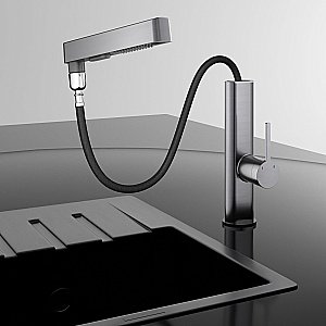 Смеситель для кухни Vincea VKF-22GM вороненая сталь купить в интернет-магазине сантехники Sanbest