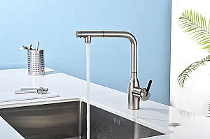 Смеситель для кухни Paulmark Viper Vi213105-BS брашированная сталь купить в интернет-магазине сантехники Sanbest