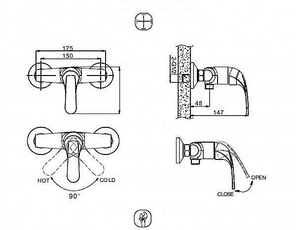 Смеситель для душа BRAVAT Fit F9135188CP-01-RUS купить в интернет-магазине сантехники Sanbest