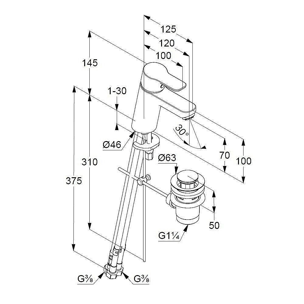 Набор смесителей Kludi Pure&Easy 378450565 хром купить в интернет-магазине сантехники Sanbest