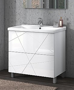 Тумба с раковиной Vigo Geometry 800-0-2 белая для ванной в интернет-магазине Sanbest
