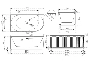 Ванна акриловая Abber AB9412-1.5 150x75 купить в интернет-магазине Sanbest