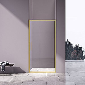 Душевая дверь Vincea Slim 8mm VDP-4SL100CLG 100 профиль брашированное золото/стекло прозрачное купить в интернет-магазине Sanbest