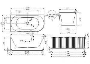 Ванна акриловая Abber AB9412-1.5 150x75 купить в интернет-магазине Sanbest