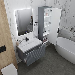 Тумба с раковиной подвесная Grossman БЛИСС 70 с 1 ящ, графит матовая для ванной в интернет-магазине Sanbest