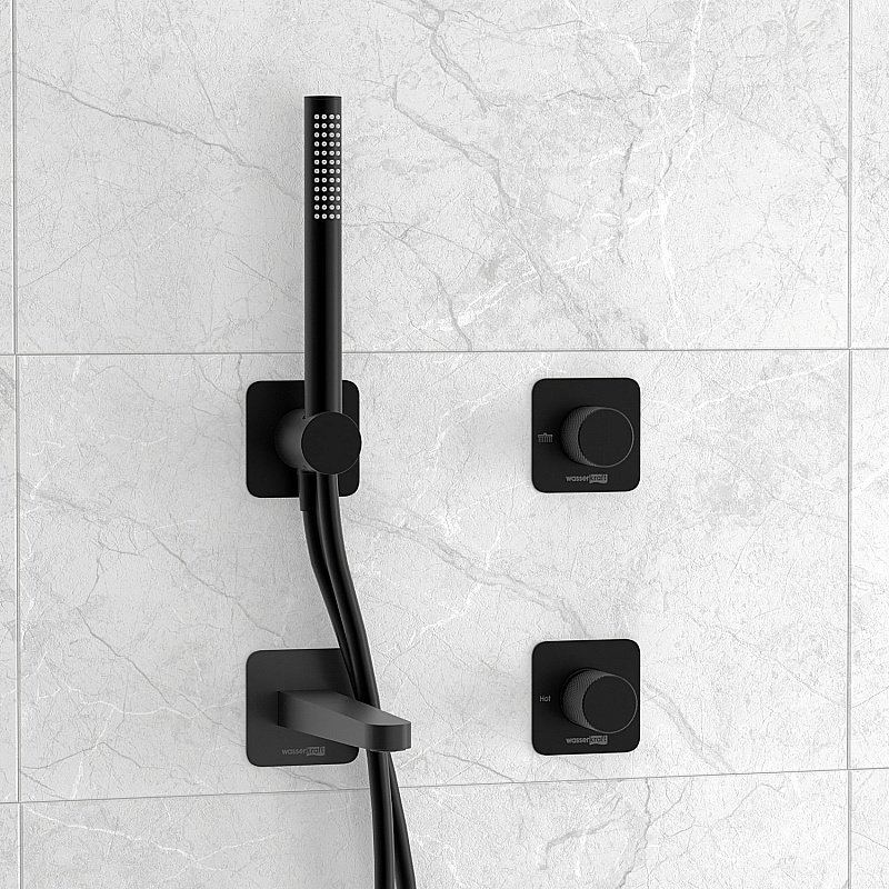 Смеситель для ванны WasserKRAFT Fulda SET2859 черный матовый купить в интернет-магазине сантехники Sanbest