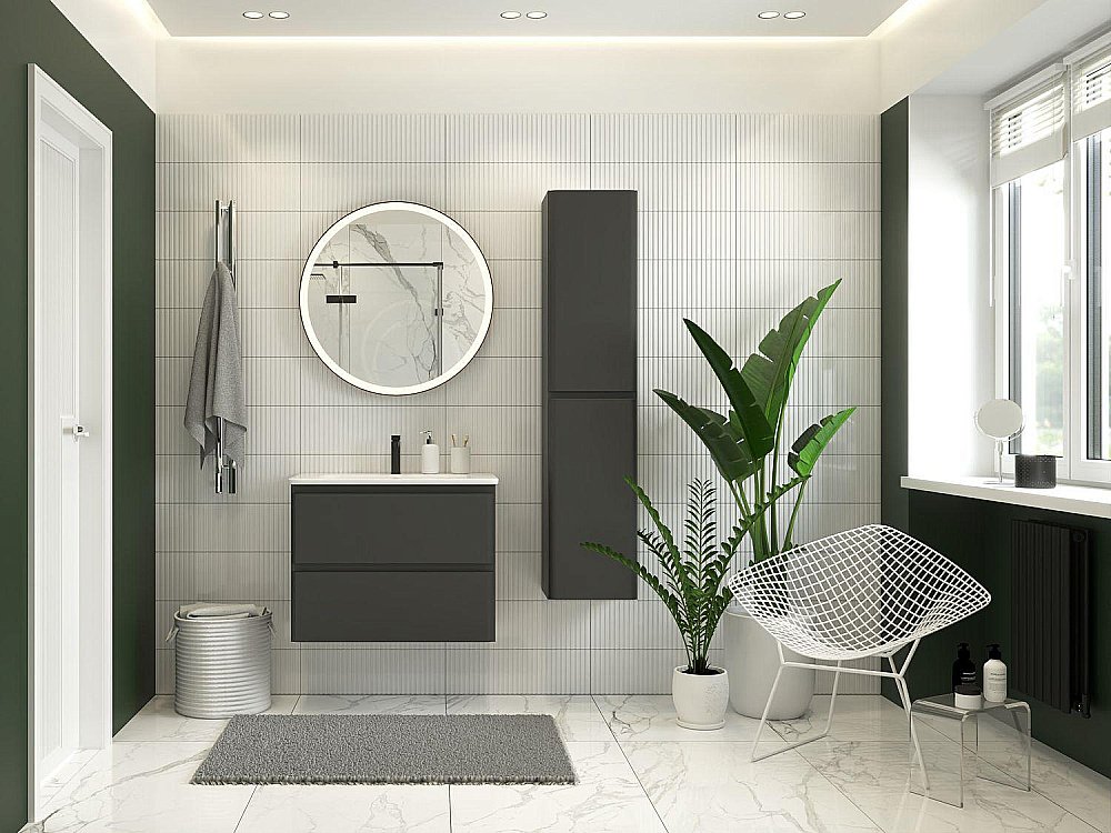 Пенал Aquanet Эмбер 330472 35 черный матовый для ванной в интернет-магазине сантехники Sanbest