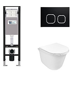 Унитаз с инсталляцией WeltWasser AMBERG 350 + TELBACH 004 GL-WT + AMBERG RD-BL белый/кнопка черный-хром купить в интернет-магазине Sanbest