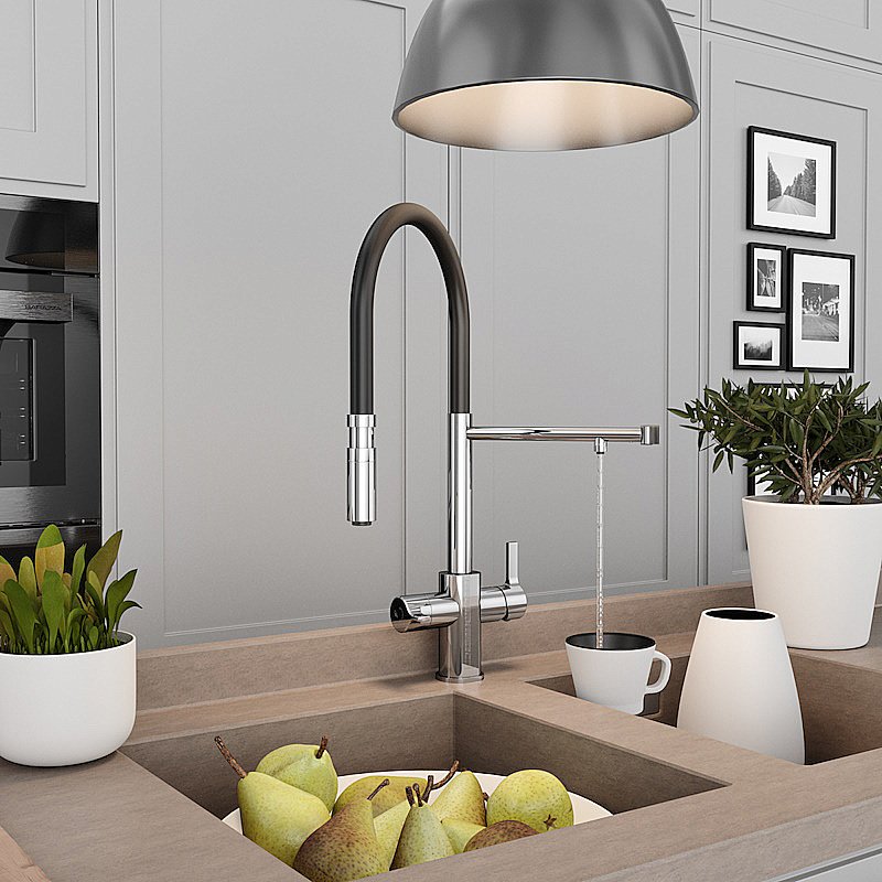 Смеситель для кухни Elghansa 56F5511 хром/черный купить в интернет-магазине сантехники Sanbest