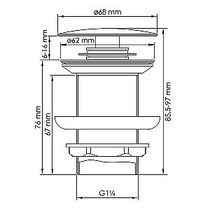 Донный клапан для раковины WasserKraft Mindel 8500 A246 белый Soft-touch купить в интернет-магазине сантехники Sanbest