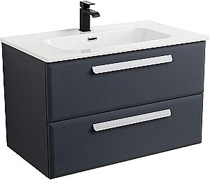 Тумба с раковиной Cezares ECO-CER-N 80 ECO-CER-N-800-2C-SO-GR-P графит для ванной в интернет-магазине Sanbest