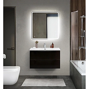 Тумба с раковиной Belbagno MARINO-CER-MINI 100 черный глянцевый для ванной в интернет-магазине Sanbest