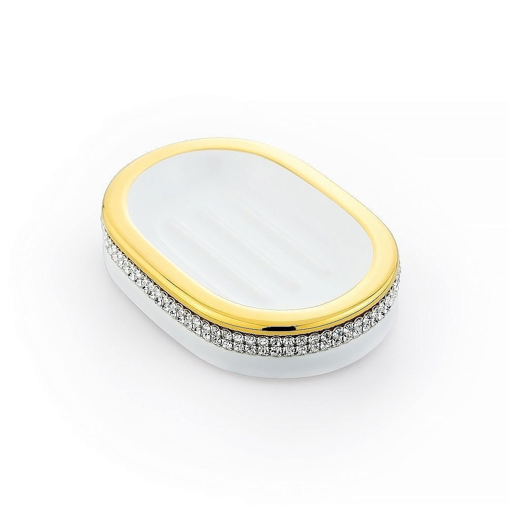 Мыльница Migliore Dubai 26961 белая керамика/золото-swarovski купить в интернет-магазине сантехники Sanbest