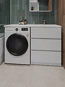 Тумба с раковиной Orange Sistema 130 ST-70TUW белая для ванной в интернет-магазине Sanbest