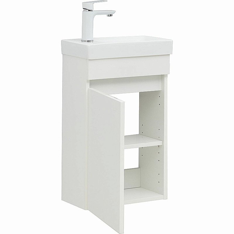 Тумба с раковиной Aquanet Вега 40 329129 белая для ванной в интернет-магазине Sanbest