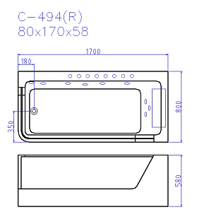 Акриловая ванна CeruttiSpa C-494-17R 170x80 купить в интернет-магазине Sanbest