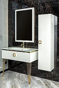 Консоль с раковиной Armadi Art LUCIDO WHITE 80 жемчужный белый для ванной в интернет-магазине сантехники Sanbest