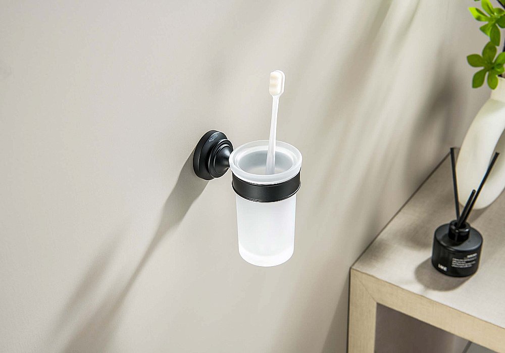 Стакан Aquatek Классик AQ4527MB стекло матовое/черный матовый купить в интернет-магазине сантехники Sanbest