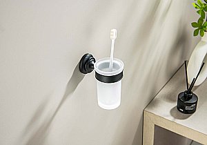 Стакан Aquatek Классик AQ4527MB стекло матовое/черный матовый купить в интернет-магазине сантехники Sanbest