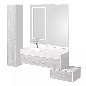 Тумба с раковиной Акватон Сакура 120 белая глянцевая/ольха наварра для ванной в интернет-магазине Sanbest