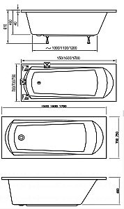 Ванна акриловая Ravak DOMINO C631000000 170х75 купить в интернет-магазине Sanbest
