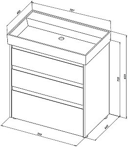 Тумба с раковиной Aquanet Nova Lite 302474 75 дуб рустикальный для ванной в интернет-магазине Sanbest