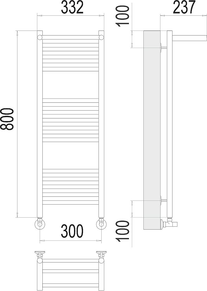 Полотенцесушитель водяной с полочкой Terminus Аврора П16 300х800 купить в интернет-магазине сантехники Sanbest