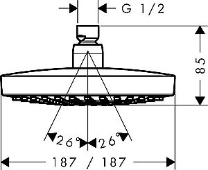 Верхний душ Hansgrohe Croma Select E 180 2jet Белый 26524400 купить в интернет-магазине сантехники Sanbest