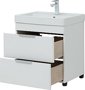 Тумба с раковиной Aquanet Ирис new 60 напольная белый глянец для ванной в интернет-магазине Sanbest