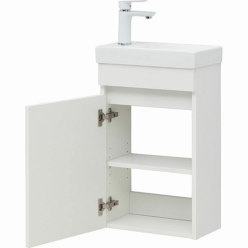 Тумба с раковиной Aquanet Вега 40 329129 белая для ванной в интернет-магазине Sanbest